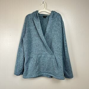 Eddie Bauer Womens Fleece Wrap Top Hoodie XXL Pockets Cozy Winter Athleisure